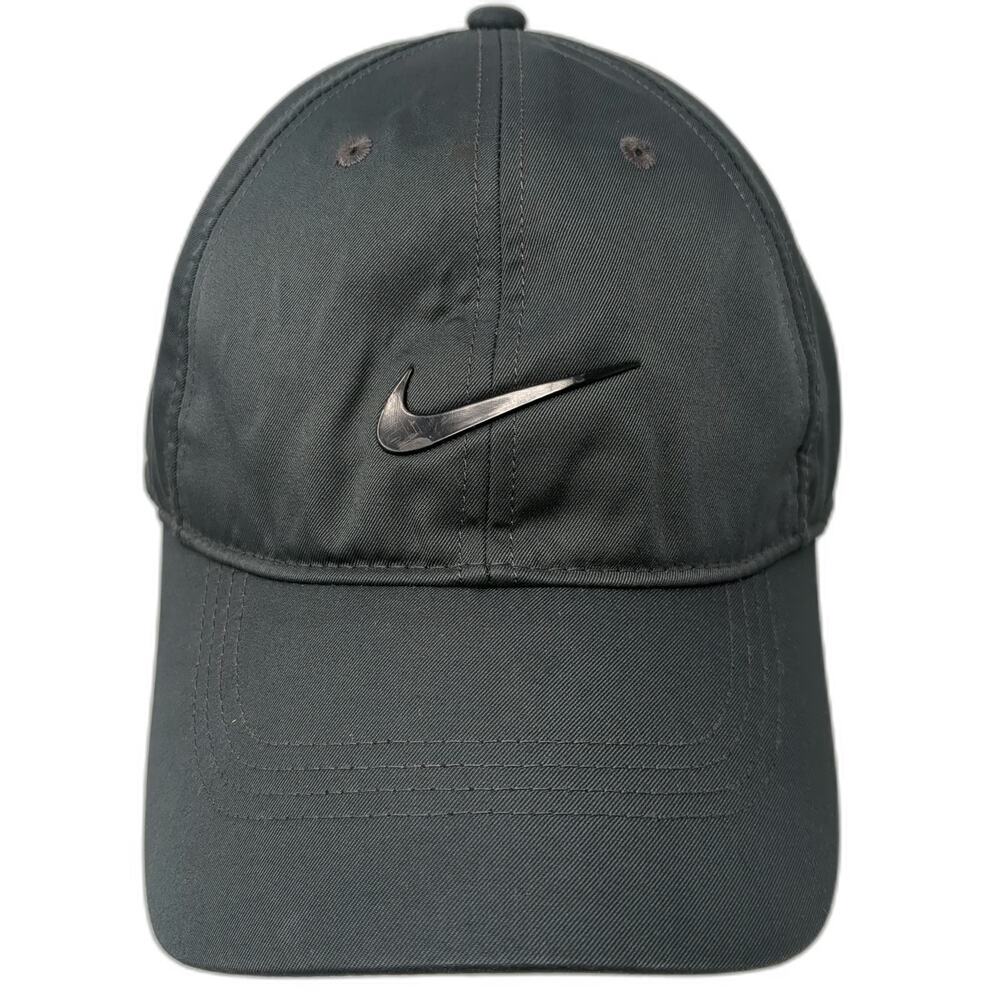 Nike Baseball Cap Gray One Size Strapback Swoosh Golf Polyester Adjustable Hat